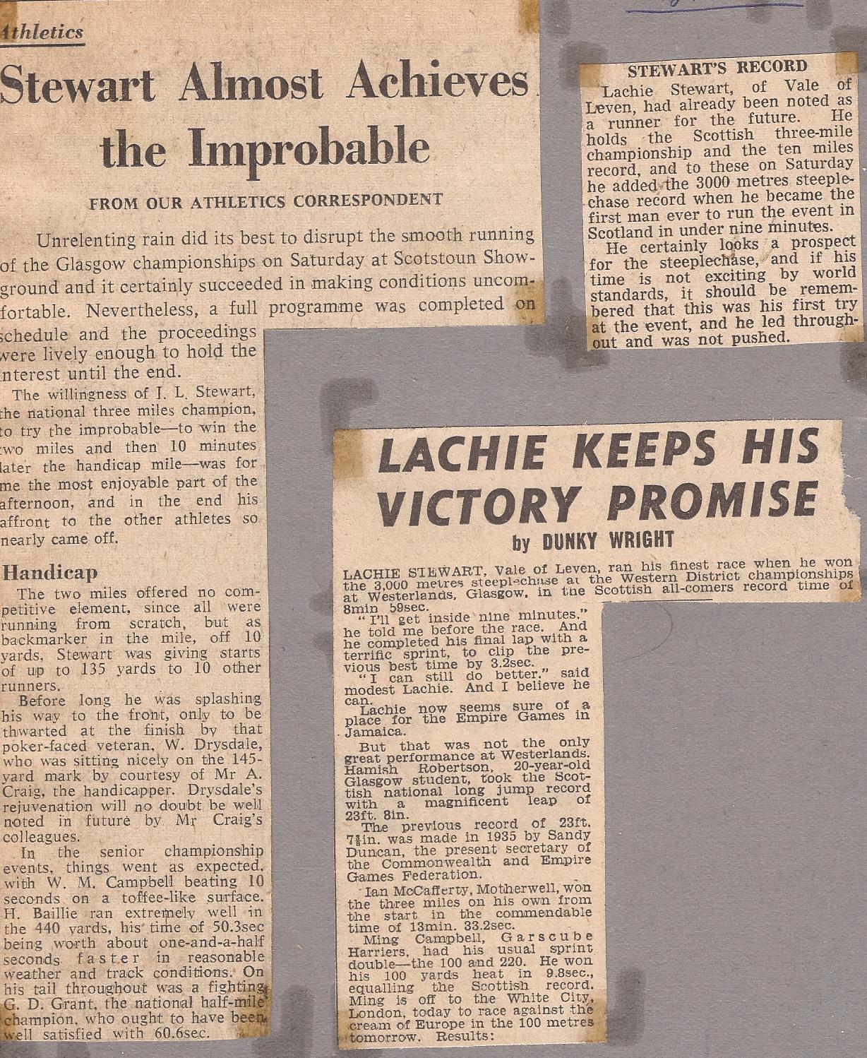 Lachie May 66 Glasgow Champs